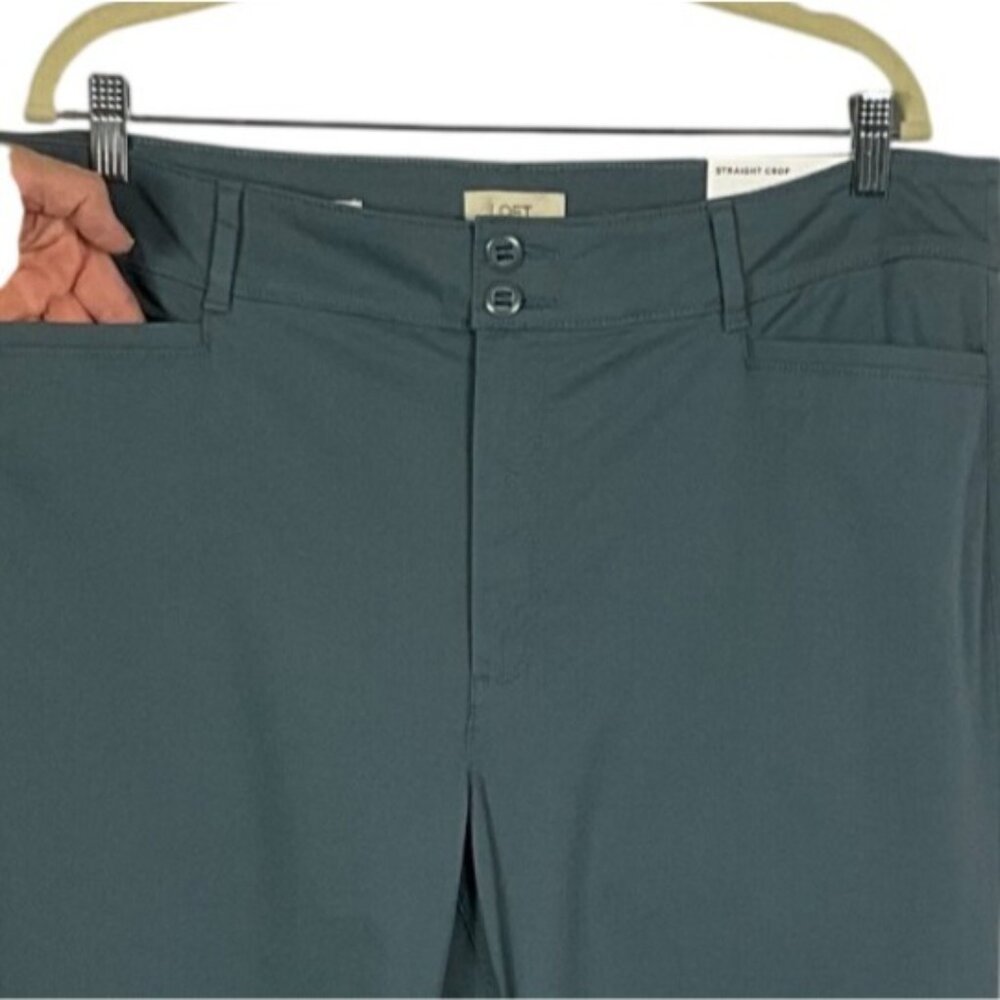 NWT LOFT Outlet Straight Crop Gray/Blue Pants, size 16, Front pockets - Picture 2 of 12